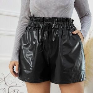 XL Black Leather Shorts